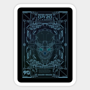 skull head mecha poster art Sticker